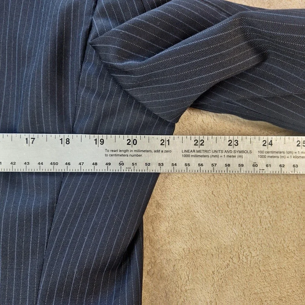 Jos A Bank Suit Mens 42R Blue Wool Stripe Single Vent 2 Button Signature 34x29